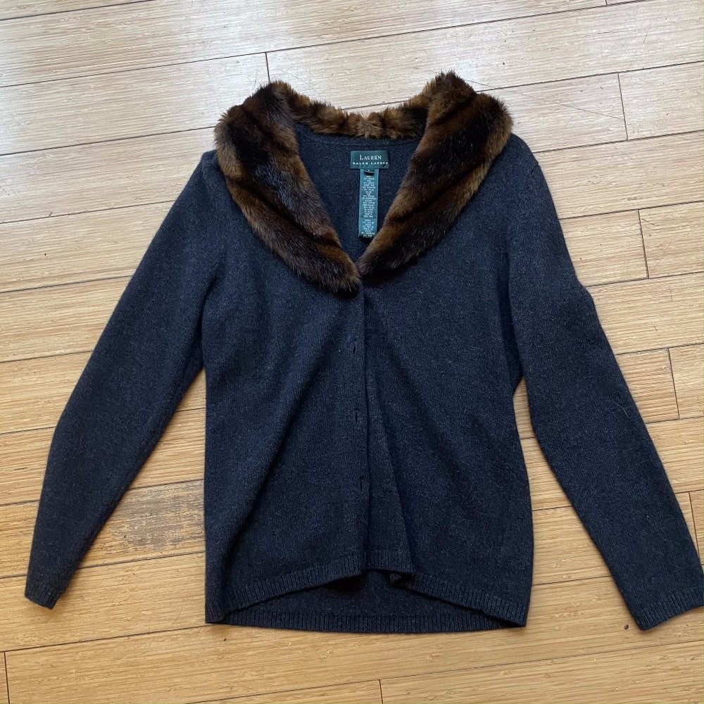 Lauren Ralph Lauren Cashmere Sweater with Fur-Collar